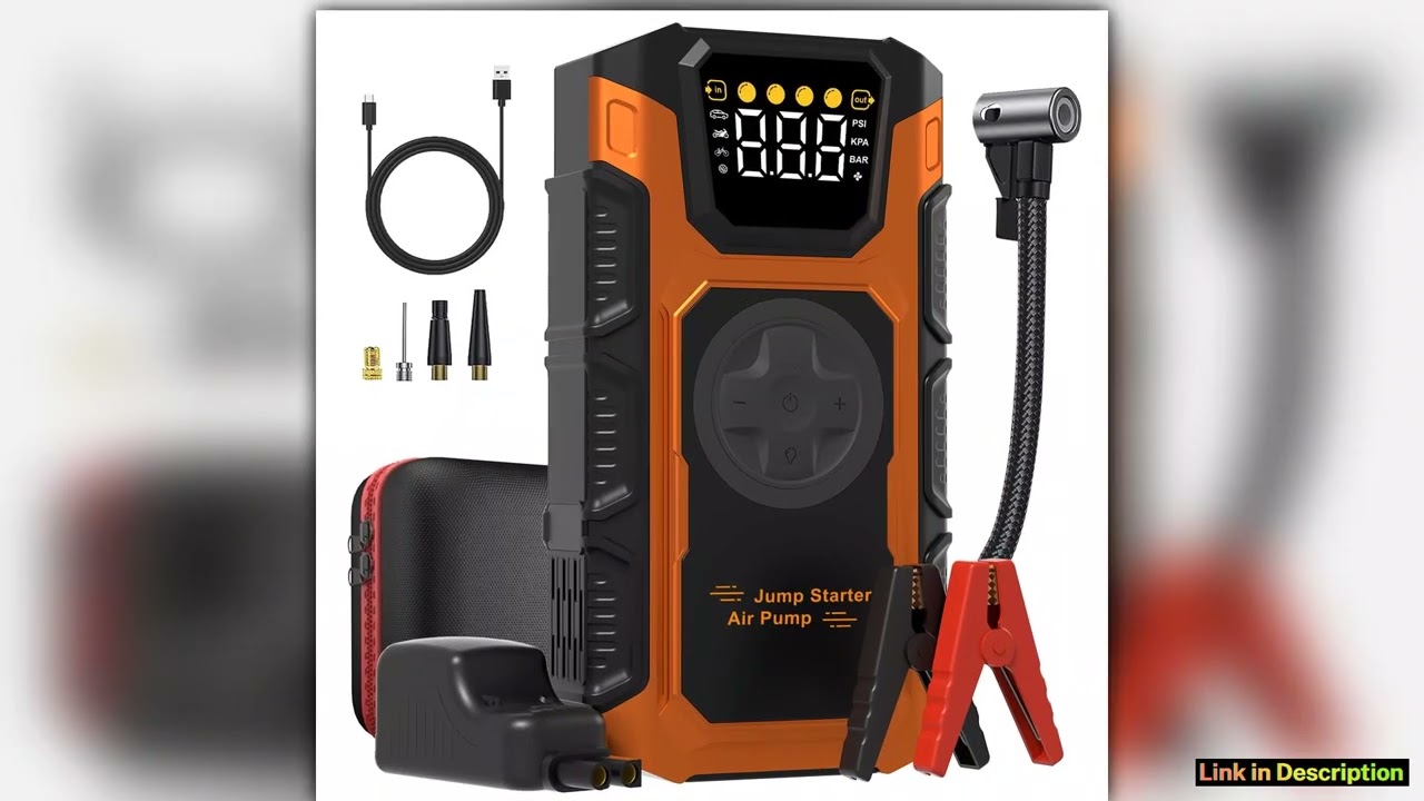 5000A HeavyDuty Jump Starter With Air Compressor 12V Car Jumper Starter Portable Portable Pack With