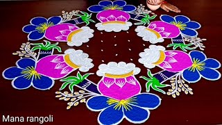 Sankranthi Easy Pongal Pot Kolam Designs For Beginners/pongal rangoli designs/Bhogi kundalu muggulu