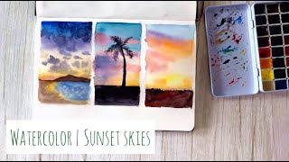 WATERCOLOR How to Plan your Painting with Thumbnails Sketches: Sunset Night Skies with Clouds