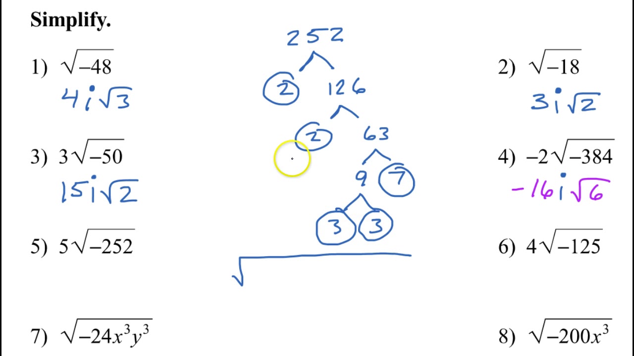 day-1-hw-1-to-10-simplifying-imaginary-square-roots-youtube