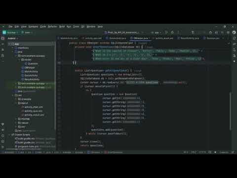Quiz Application | Java | Android Studio | Codsoft  Task 3