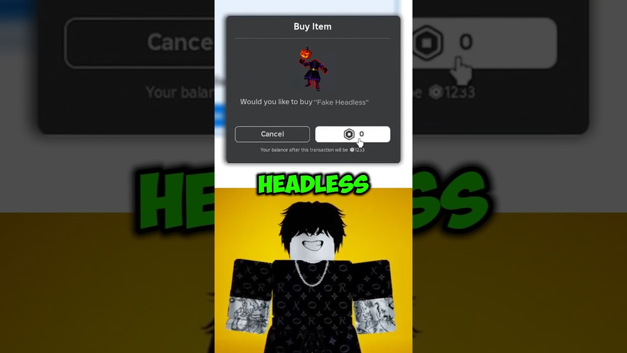 ROBLOX FAKE HEADLESS FREE 🤫 SECURE THE FREE ITEM 