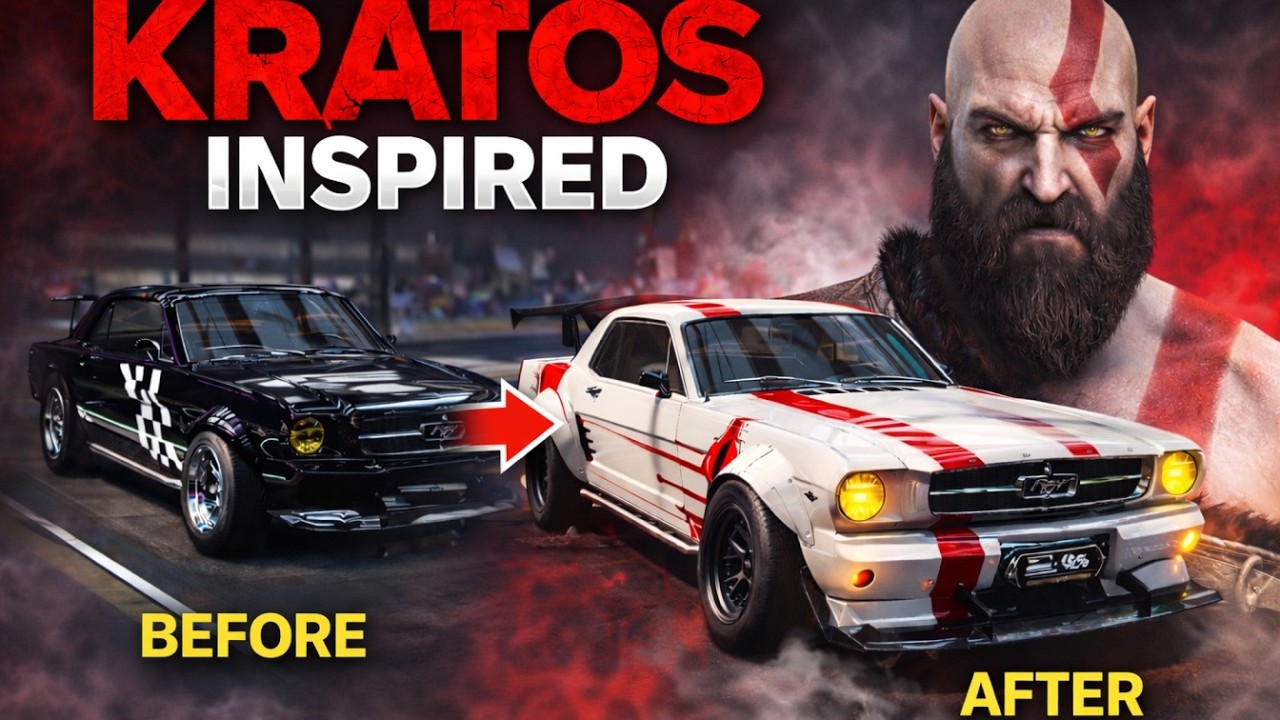 Kratos Inspired 1965 Mustang Build 🔥 God of War Muscle Car #kratos #racinggame #carsimulation #car