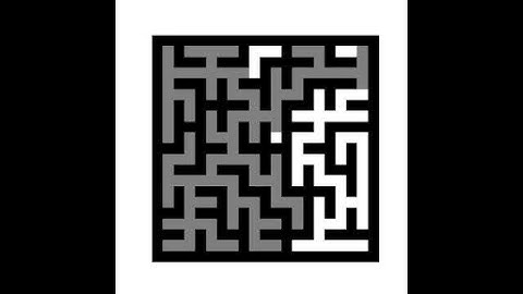 10x10 Aldous Broder maze solved with Depth-first search (DFS)