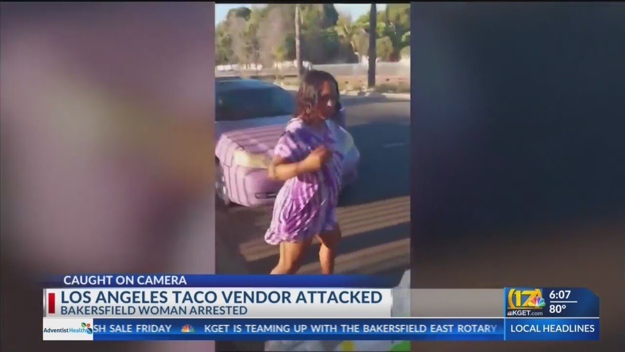 Taco truck in Los Angeles vandalized by woman