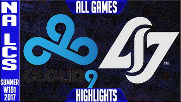 C9 vs CLG ALL GAMES Highlights - NA LCS Summer Split 2017 W1D1 - Cloud9 vs CLG