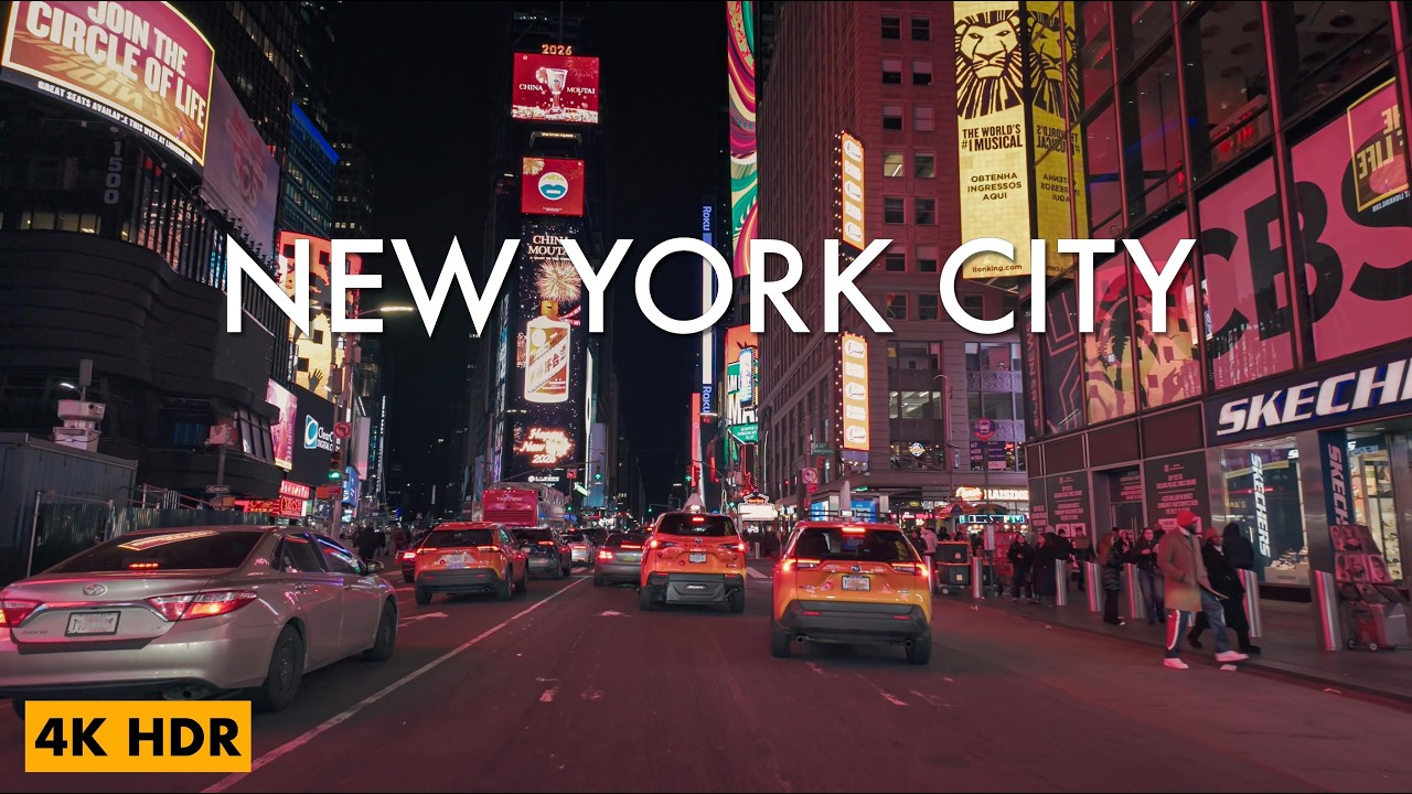 New York City 4K Night Drive | Times Square