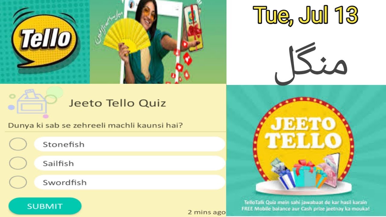 Tello Talk today right answer || Duniya ki sab sy zeharlili Machalii kon sii hai || Tallotalkanswer
