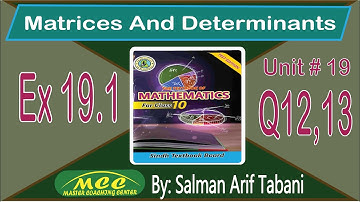 X Unit 19 ex 19.1 Matrices and Determinant class 10 | Matric Exercise 19.1 Question 12,13
