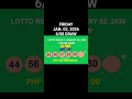 LOTTO RESULTS 6 58 DRAW JANUARY 02 2026 LottoResultTV15K