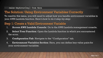 Resolving the KeyError in AWS Lambda: A Guide to Environment Variables