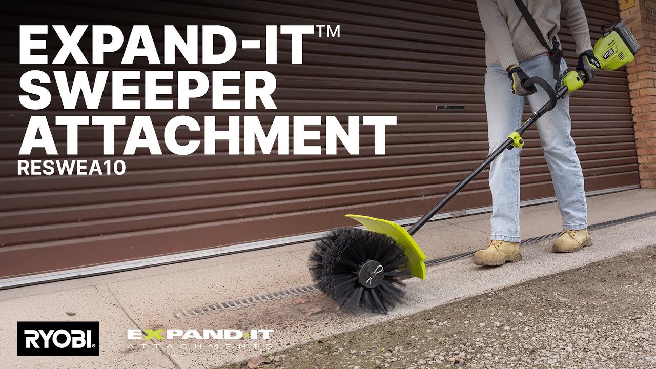 RYOBI Expand-It™ Sweeper Attachment (RESWEA10) in action