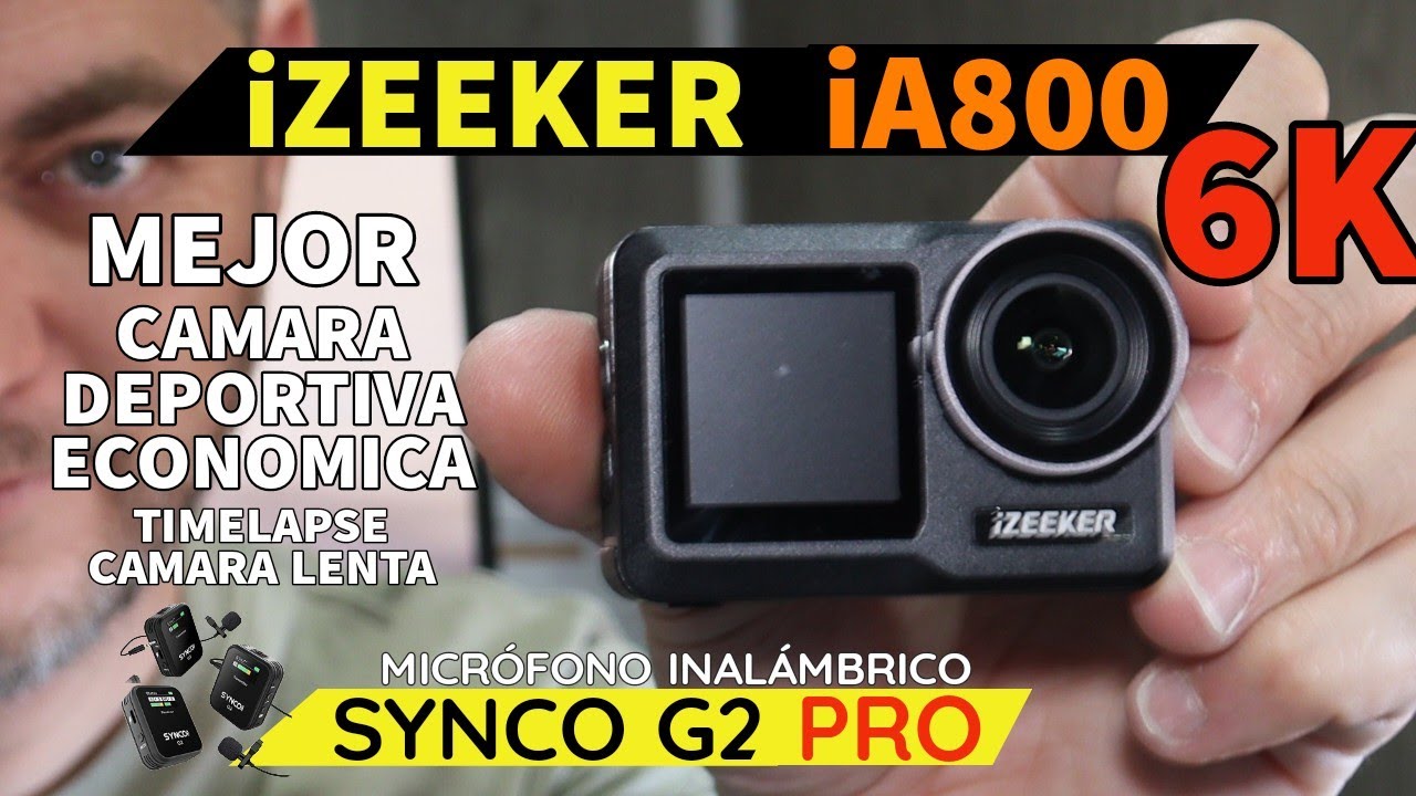 MEJOR CÁMARA DEPORTIVA Barata IZZEKER IA800 + Microfonos SYNCO G2 PRO BRUTALES !! YouTube