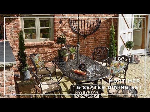 Mortimer 6 Seater Metal Garden Furniture Set With Parasol Base - Mortimer 6 Seater Metal Garden Furniture Set Mortimer 6 Seater Metal Garden Furniture Set With Parasol Base - Mortimer 6 Seater Metal Garden Furniture Set