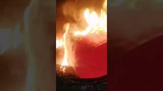 Burn Beachball Pooltoy Inflatable Burning On Open Fire Poor Beachball