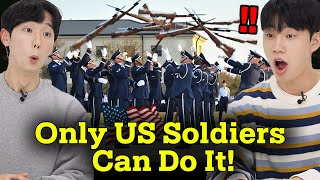 Korean Military Soldiers React to US Air Force Honor Guard  Performance!