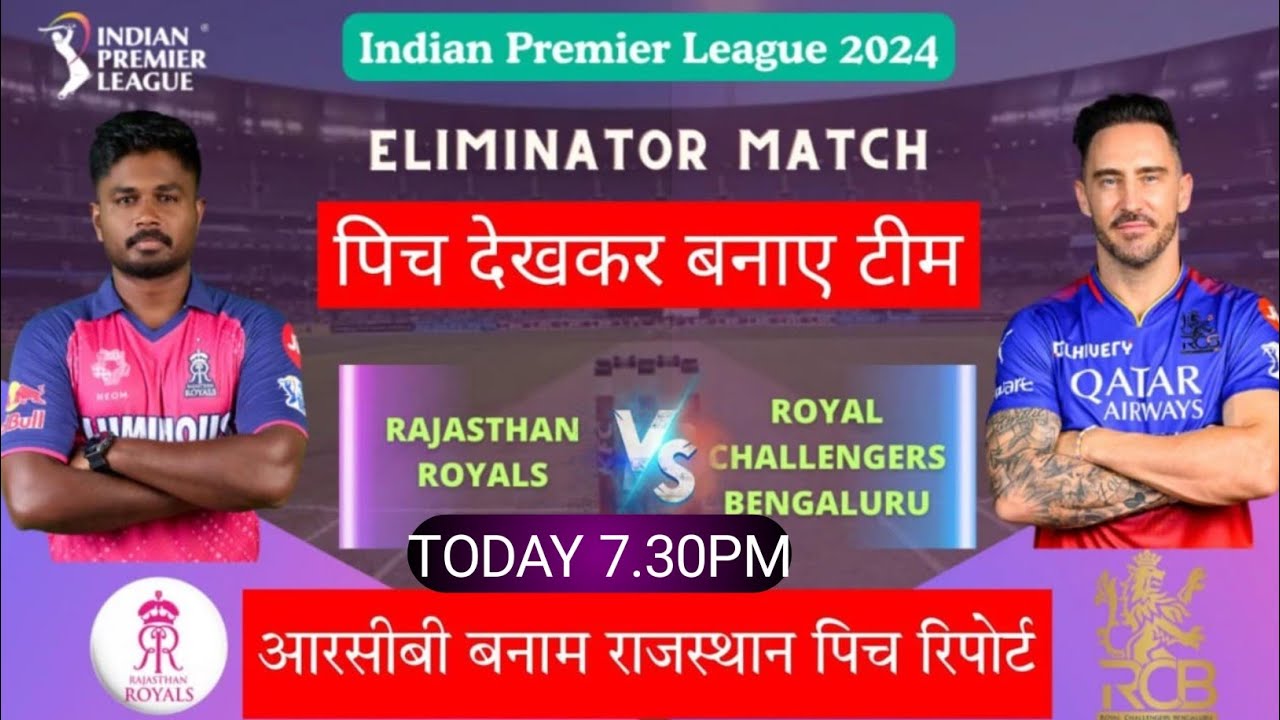 IPL 2024, RR vs RCB ELIMINATOR MATCH PITCH REPORT, VENUE RECORDS & Players Status.
