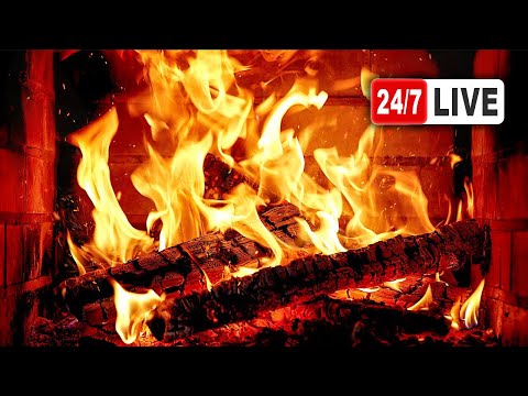 4K Fireplace Ambience . Fireplace With Burning Logs And Crackling Fire Sounds