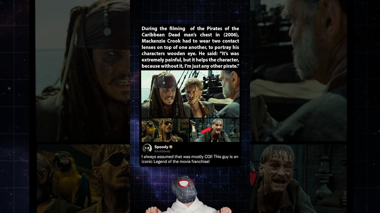 During the filming Pirates of the Caribbean Dead man’s chest (2006), Mackenzie Crook lost his lens