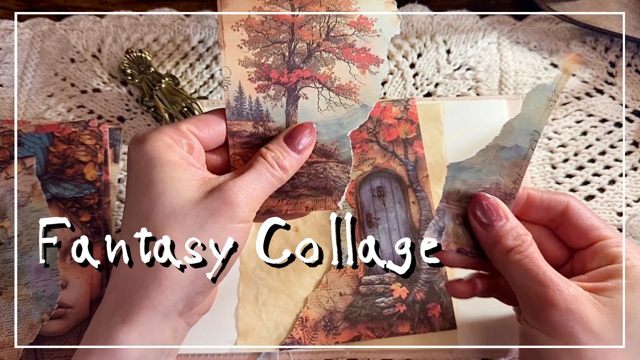 ASMR │ 素材の雰囲気を楽しむ Fantasy Vintage Collage │ Relaxing Art Journaling