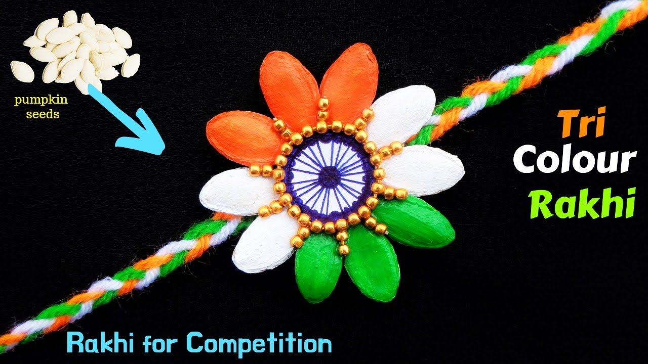 DIY: Indian Tricolour Rakhi with Pumpkin seeds | Eco friendly Rakhi making for competition 2020