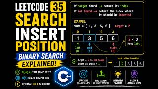 LeetCode 35: Search Insert Position | Binary Search Explained | Optimal C++ Solution