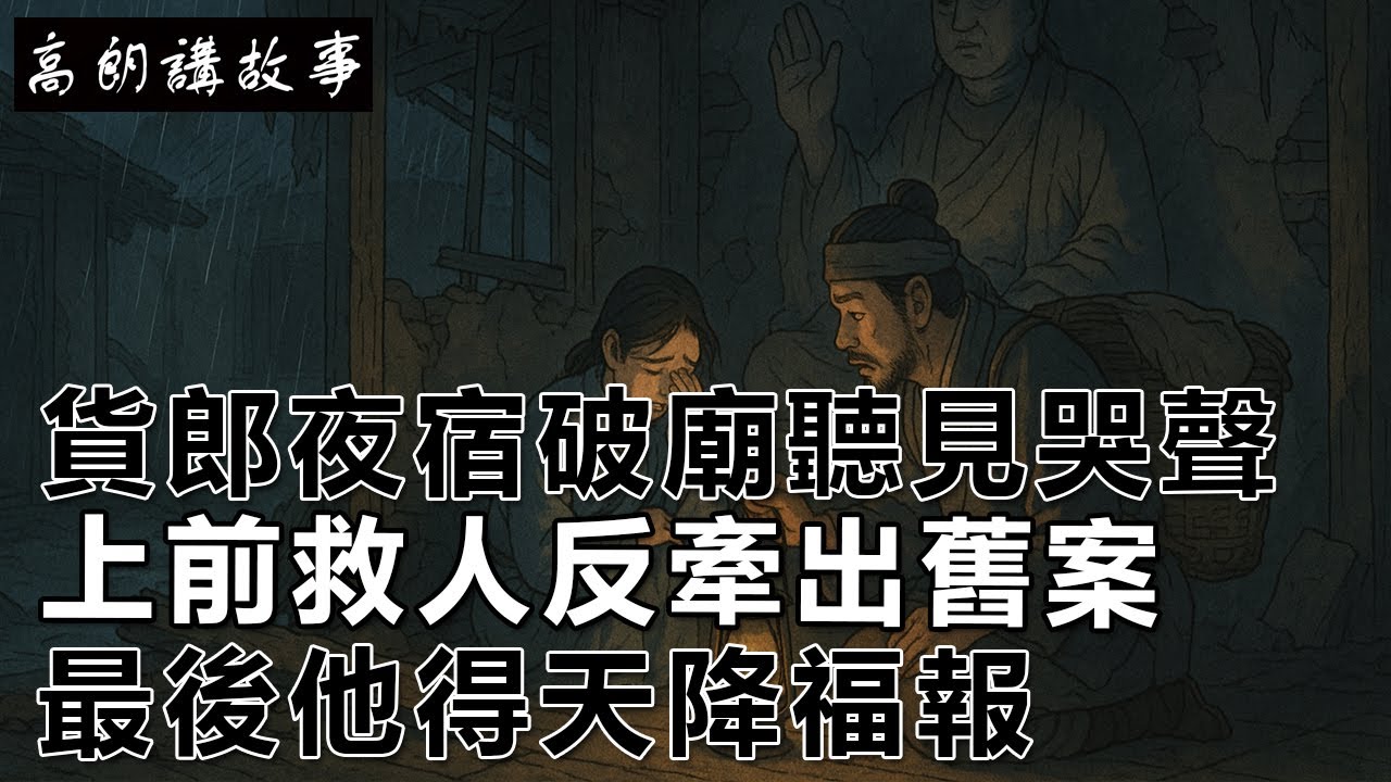 民間故事：貨郎夜宿破廟聽見哭聲，上前救人反牽出舊案，最後他得天降福報｜高朗講故事