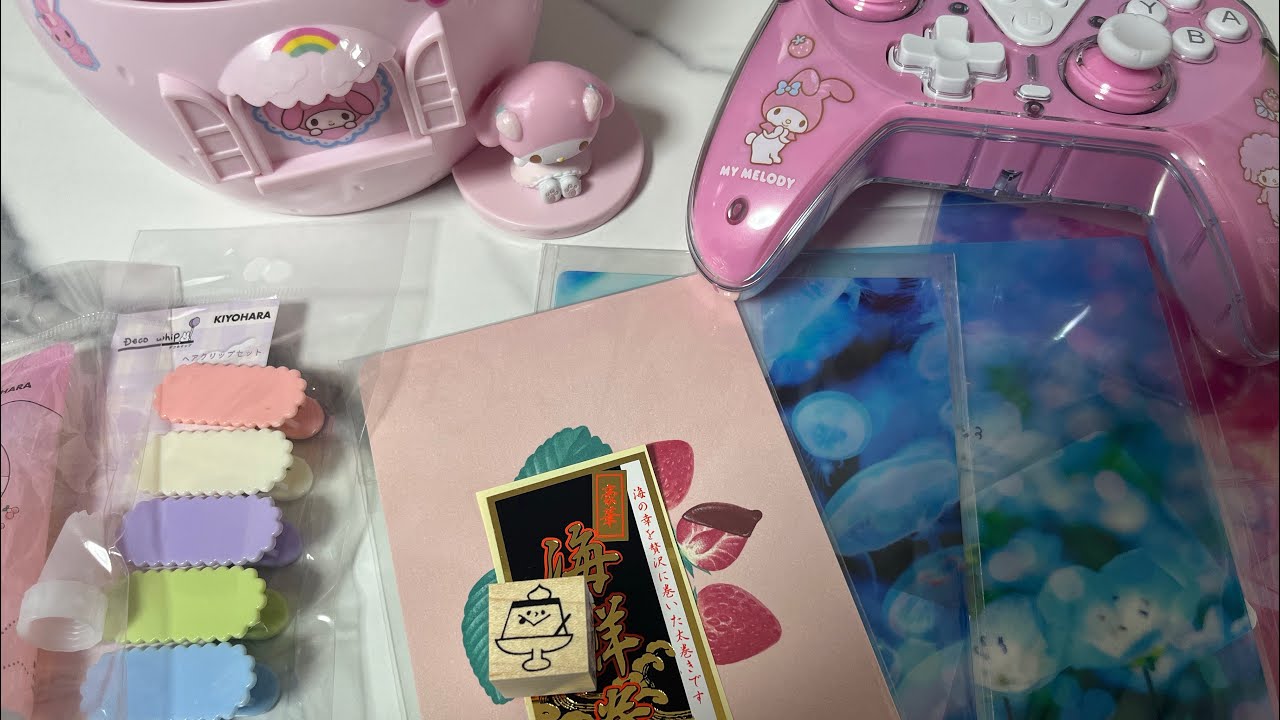 【購入品紹介】サンリオゲームコントローラー、貯金箱、ホイップデコ、文具ばざーる、プリキュア日記帳、くら寿司シナモロールコラボ