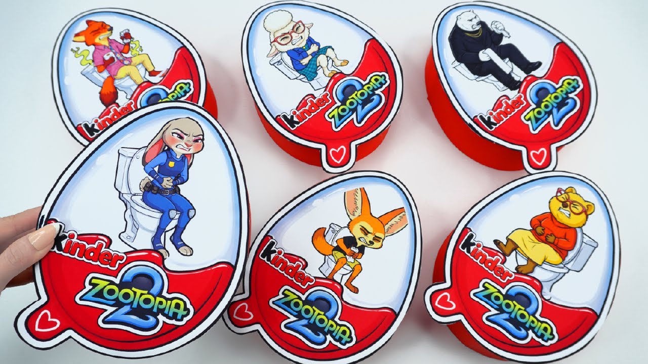 JUDY HOPPS x NICK WILDE 🐰🦊 in the Toilet Zone 🚽 DIY How to make Kinder Joy ZOOTOPIA 2✨Paper DIY✨ASMR