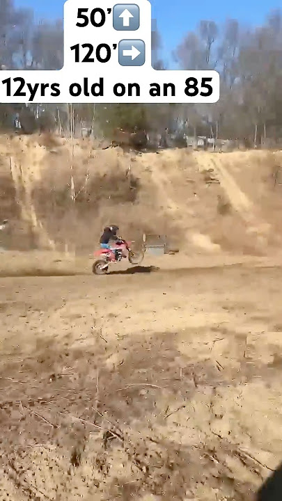 12yr old on an 85 jumps 50’ up and 120’ long using the “elevator” #motocross #dirtbike