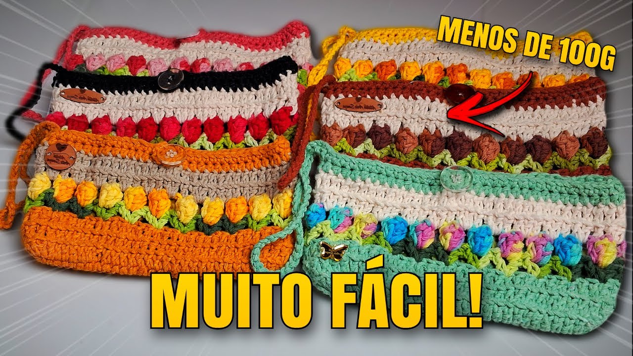Como Fazer BOLSINHA de CROCHÊ com MENOS de 100g – PASSO A PASSO