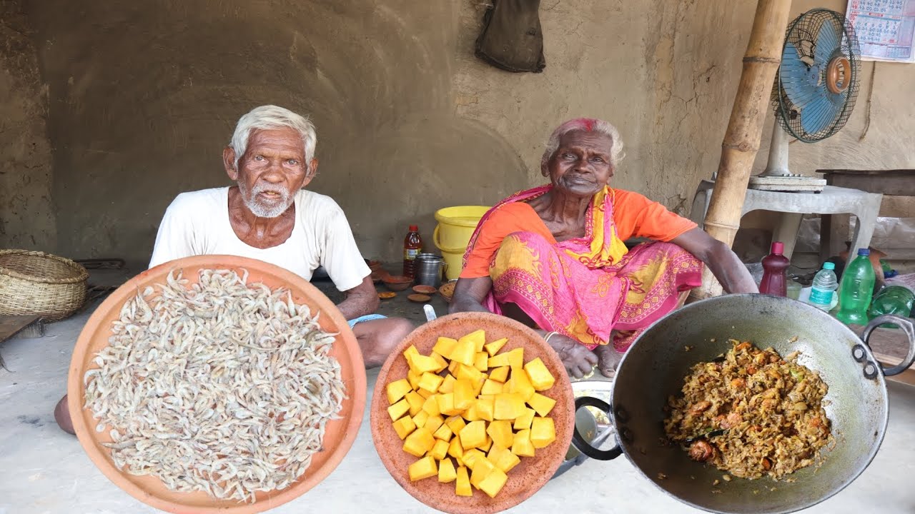 ⁣Chingri macher Recipe With pumpkin grandma cooking #tribecooking #villagecooking #cooking