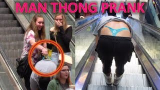 Man Thong Prank on the Escalator W/GilstrapTv!! (KICKED OUT)