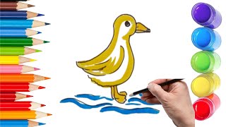 How To Draw Cute Duck Drawing, Painting & Coloring For Kids And Toddlers_ Child Art 🐋🌈