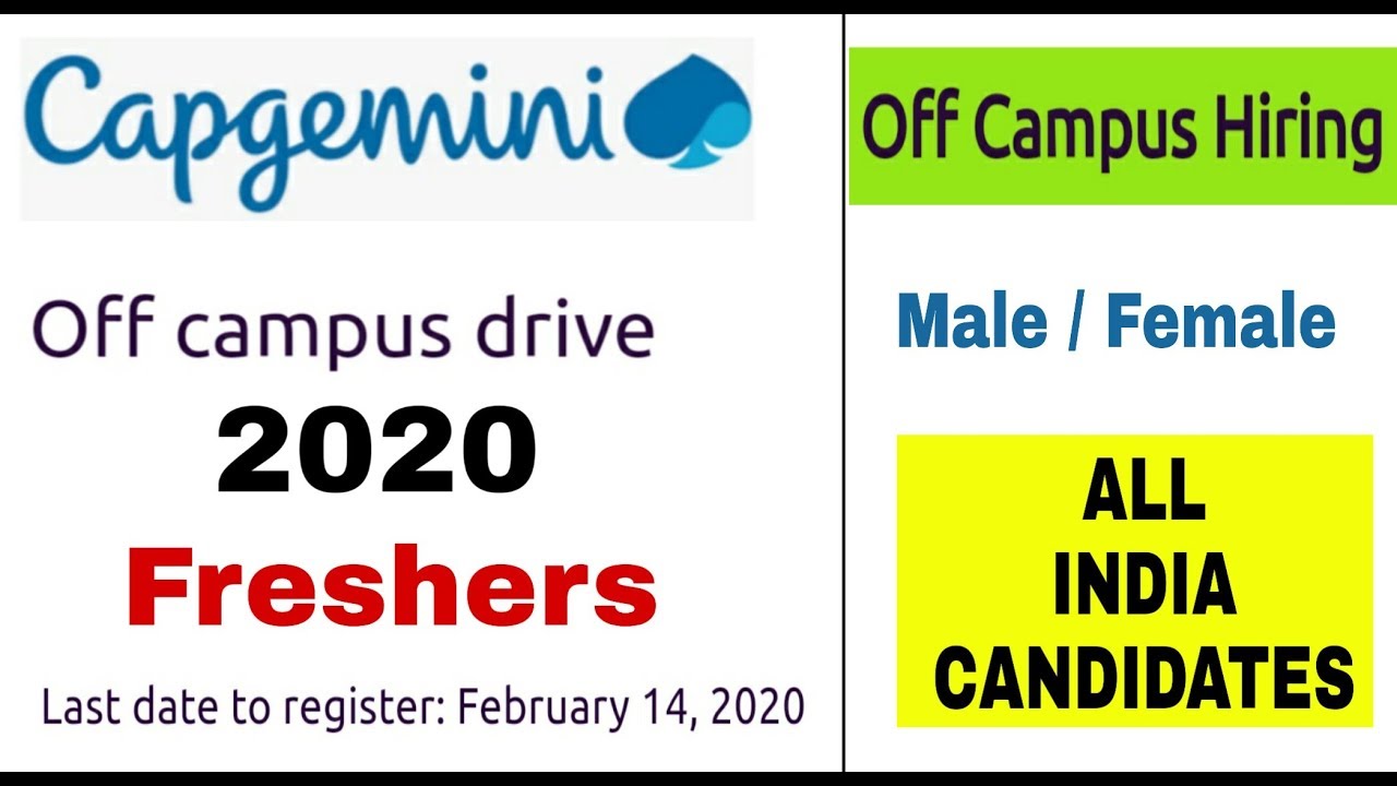 Capgemini Off Campus Drive 2020 I Freshers, No Fee I Apply Online I Private Job 2020
