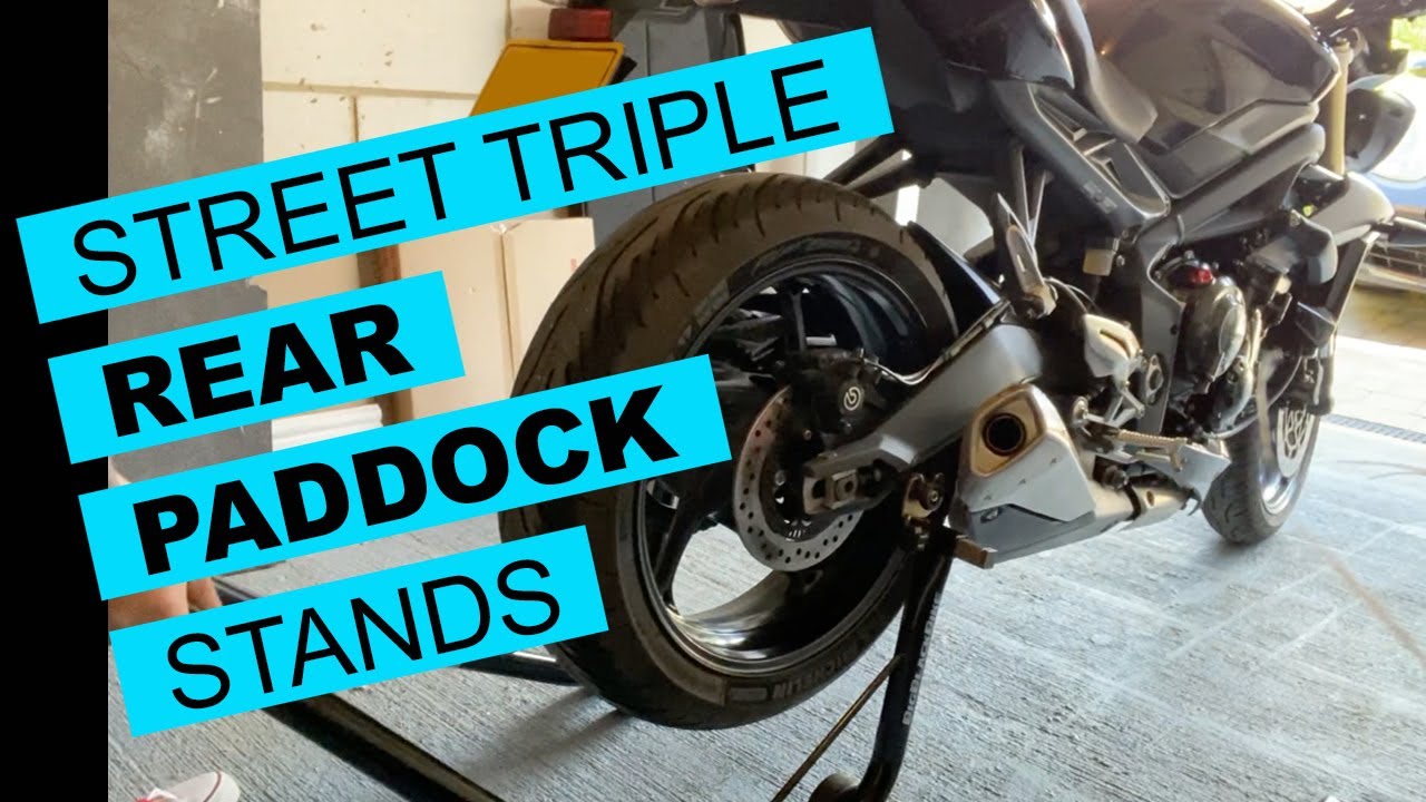 Lifting Street Triple onto rear paddock stand - YouTube