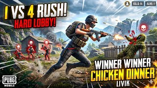 Pubg Mobile Noob Play Hard Lobby In Livik Chicken Dinner Rush Only 1V4