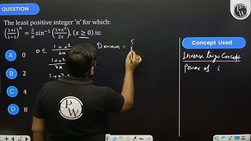 The least positive integer \(n\) for which \(\left(\frac{1+i}{1-i}\right)^n=\frac{2}{\pi} \sin ^....