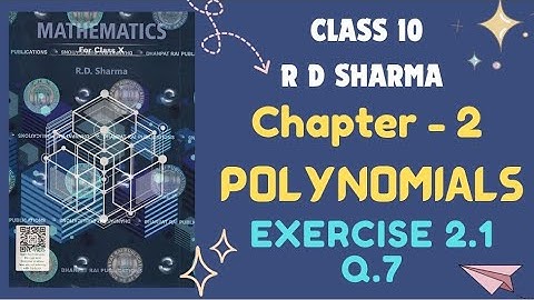 RD Sharma Solutions | Class 10 | Maths | Chapter 2 | Polynomials | Exercise 2.1 | Session 2025-2026