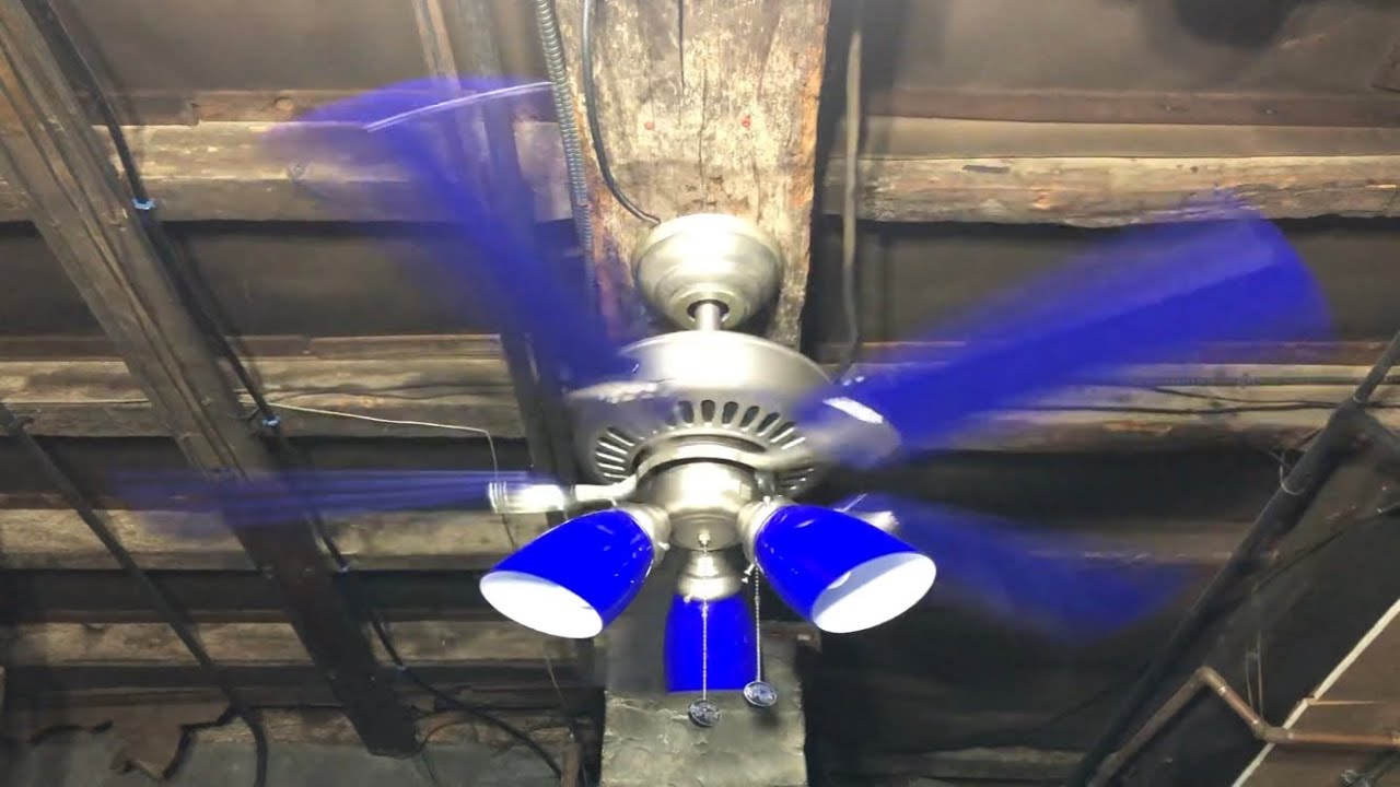 Hampton Bay Cameron II Ceiling Fan 44” (Brushed Steel/Cobalt Blue)(No