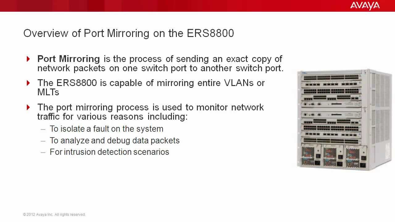 How to Configure Port Mirroring on the Avaya ERS8800 YouTube