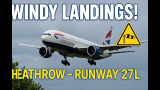 30 BIG JET Windy Arrivals in 13 Minutes at London Heathrow