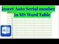 How insert auto serial number in MS word table. With very Easy and simple Method.