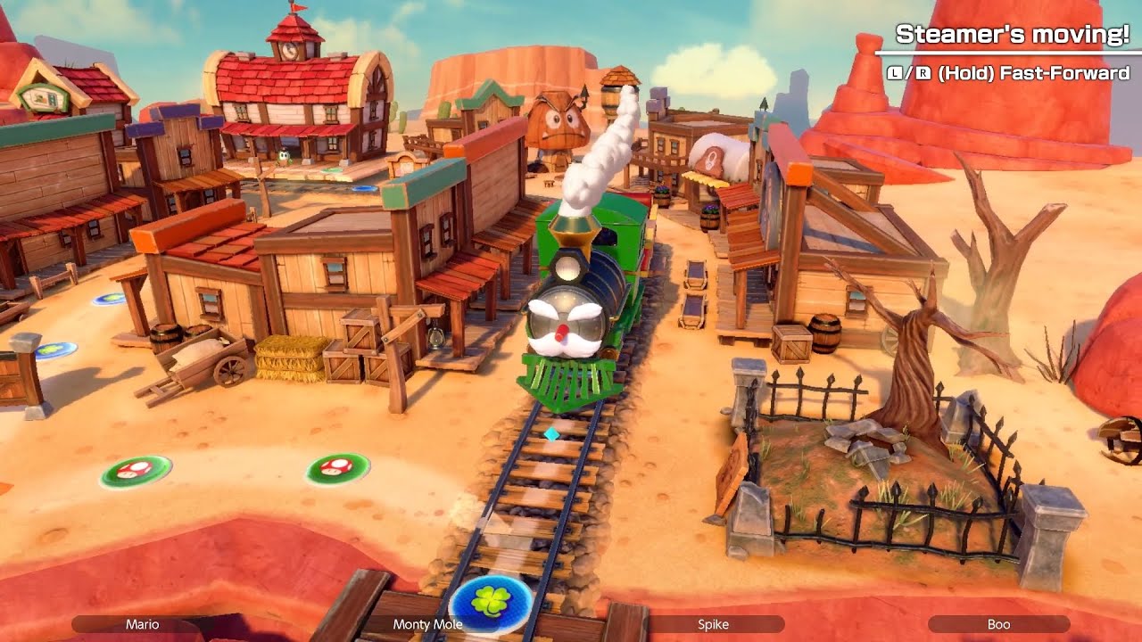 Super Mario Party Jamboree #147 Western Land Luigi vs Spike vs Boo vs Monty Mole