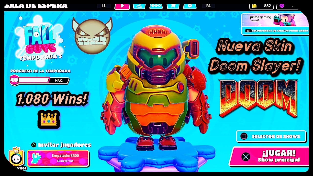 Fall Guys Ps4 - Nueva Skin Doom Slayer 🤖! + 1.080 Wins 👑! [Español]