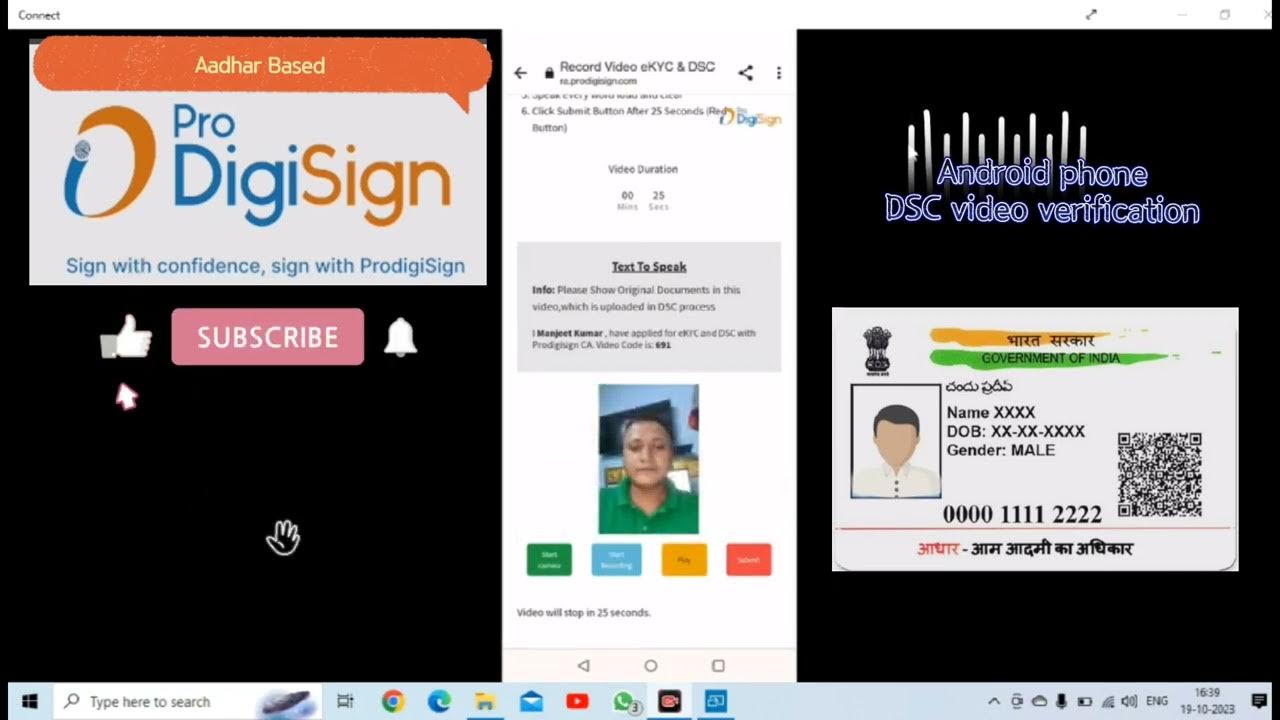 DSC Video verification Android mobile phone demo Prodigisign Digisign