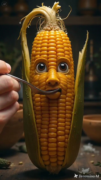 Golden Corn With a Serene Human Face – Hyper-Realistic Surreal Art'