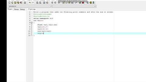 C++ program | floating point numbers and  show on screen adds two number.