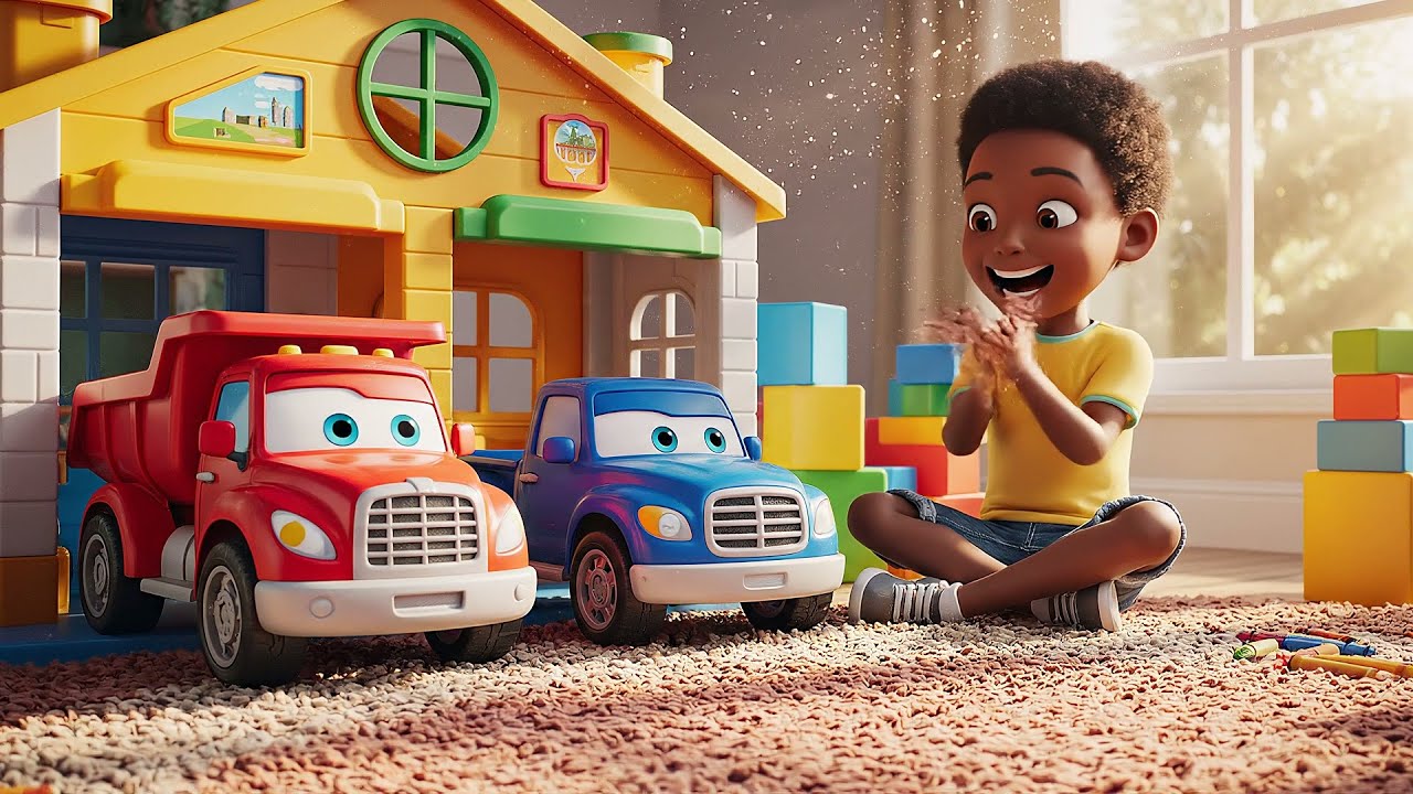 Seven Little Toy Trucks Roll Roll Roll | Nursery Rhymes for Kids & Baby Songs