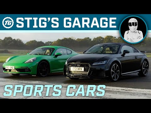 SPORTS CARS: N/A Porsche 718 Cayman GTS vs Turbo Audi TT RS | Stig's Garage ft. Becky Evans